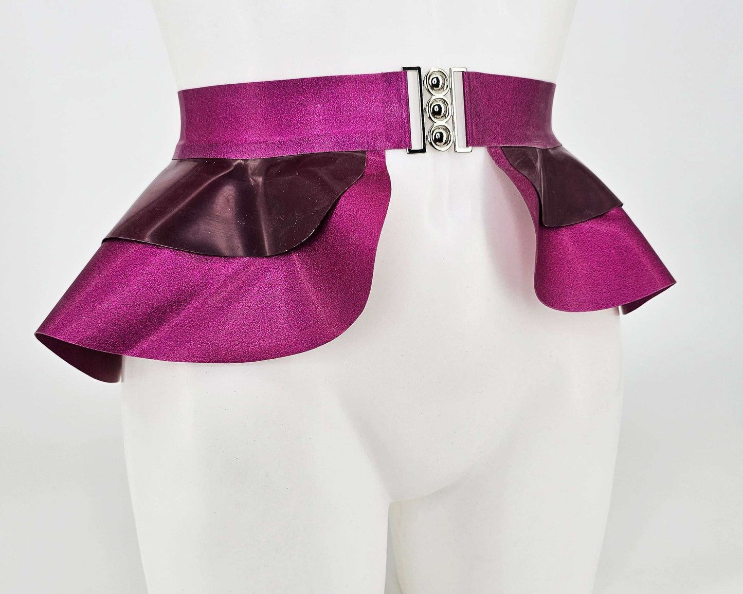 Glitter/pattern latex 2 layer peplum belt