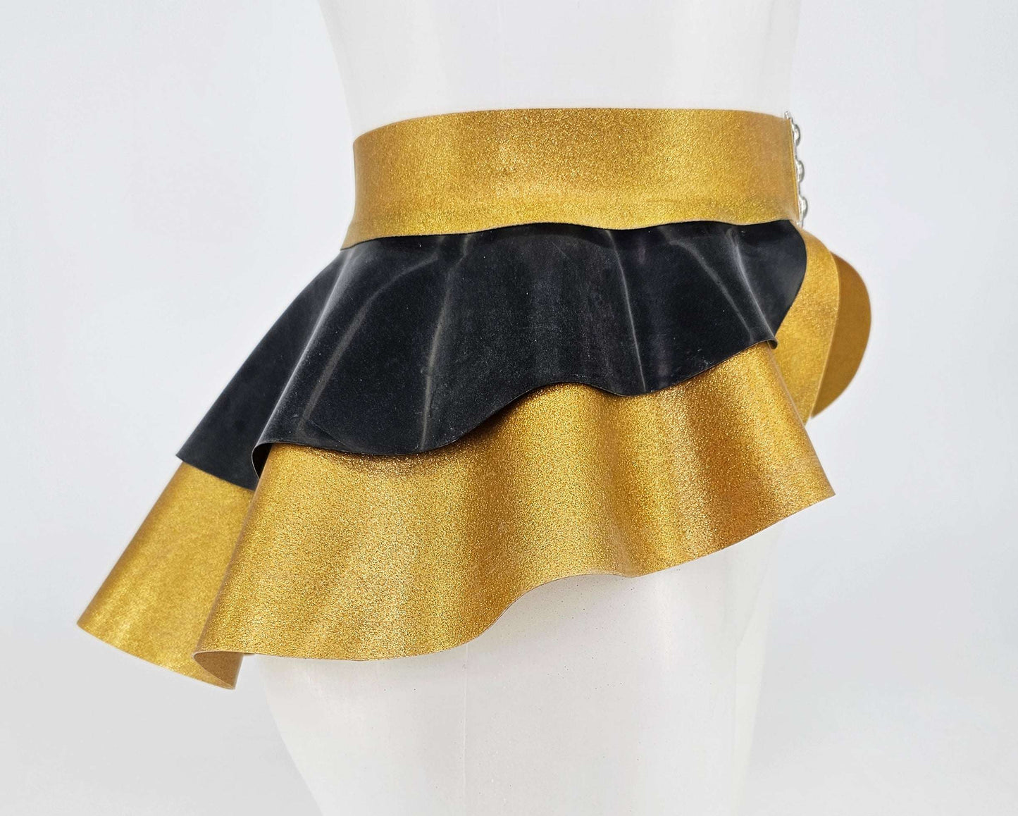 Glitter/pattern latex 2 layer peplum belt