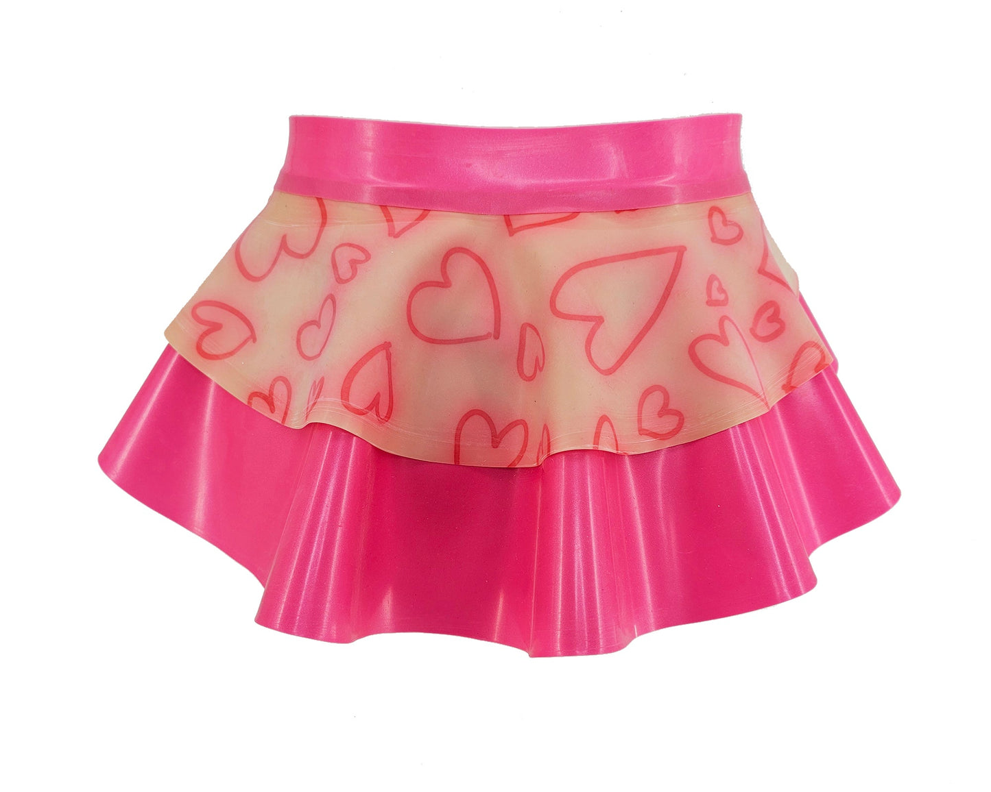 CLEARANCE Sizes XS - XL Heart latex bandeau top, peplum belt and thong set - Lottielatex