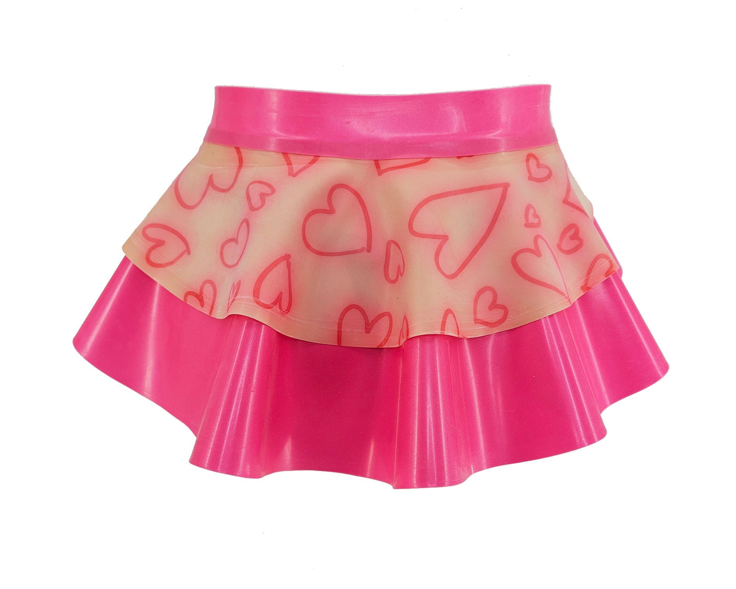 CLEARANCE Sizes XS - XL Heart latex peplum belt and thong set - Lottielatex