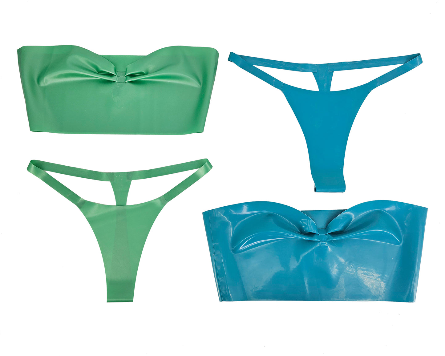 READY TO SHIP Sizes XS to XL Latex bandeau top and thong set - Lottielatex