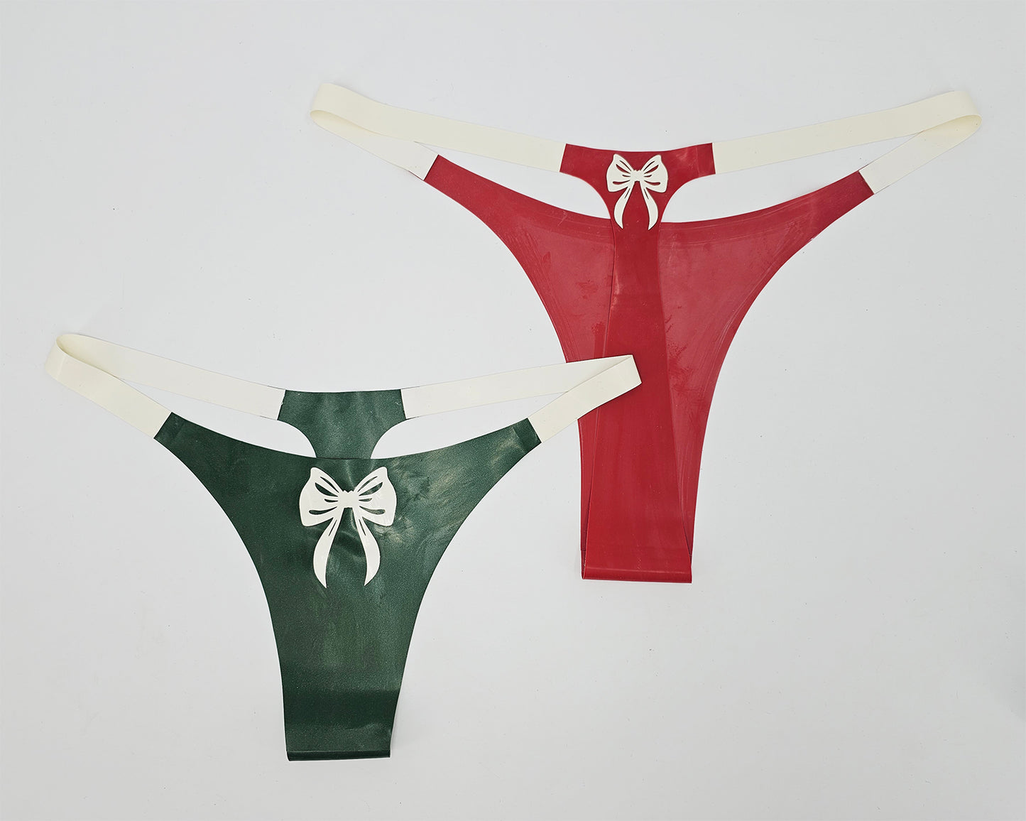 READY TO SHIP Sizes XS - M Latex thong with lasercut bows - Lottielatex