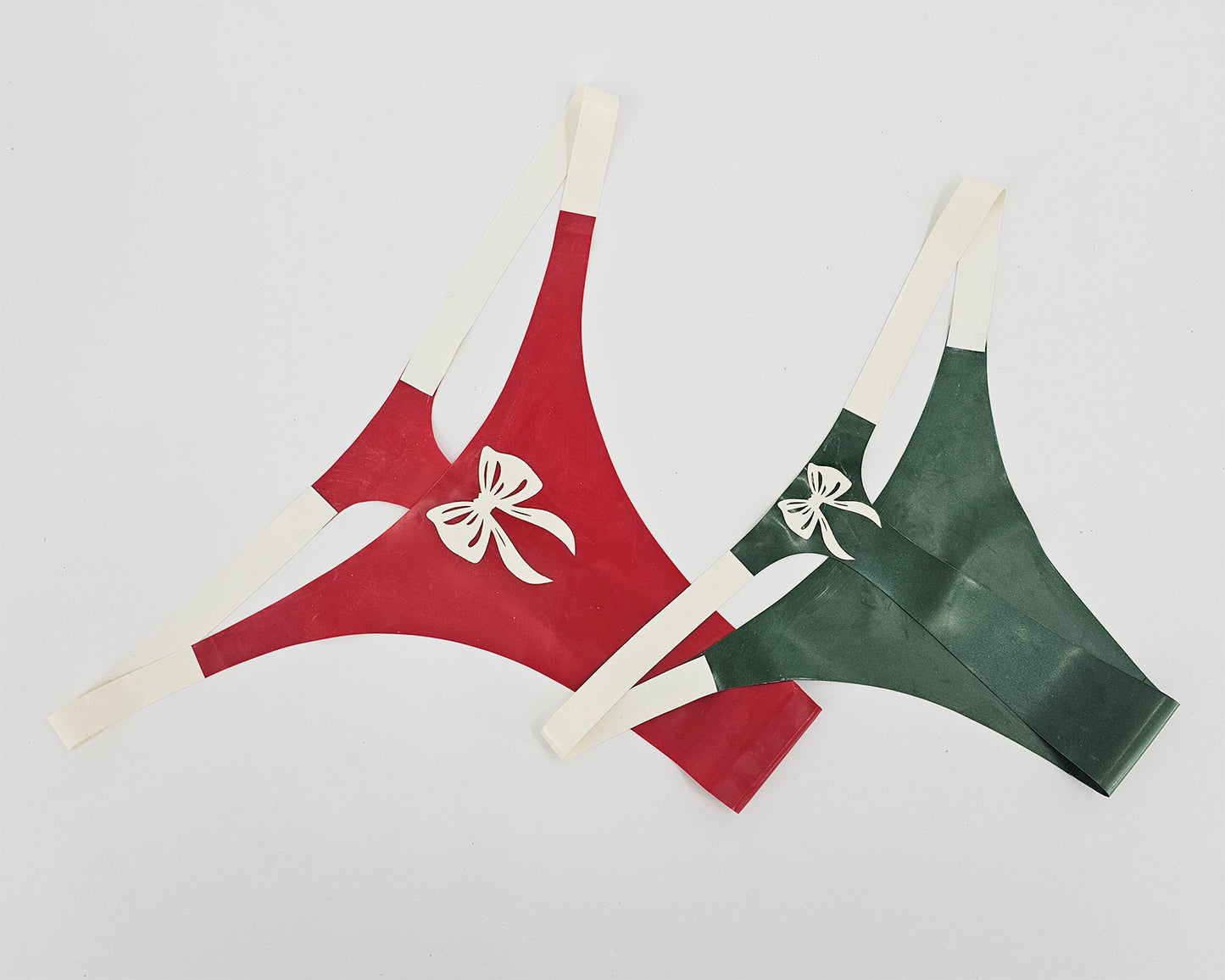 READY TO SHIP Sizes XS - M Latex thong with lasercut bows - Lottielatex