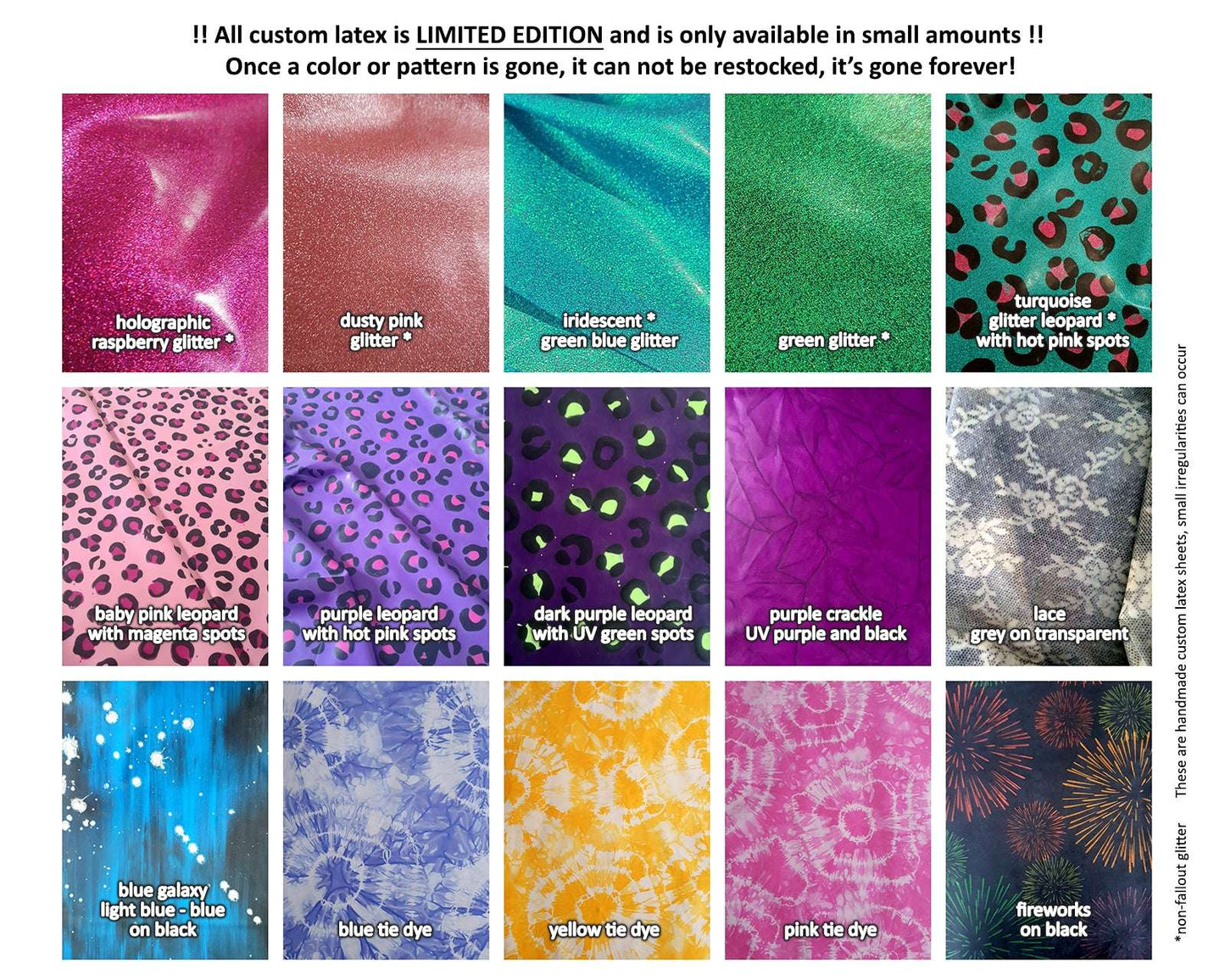 Glitter/ pattern latex trimmed gauntlets