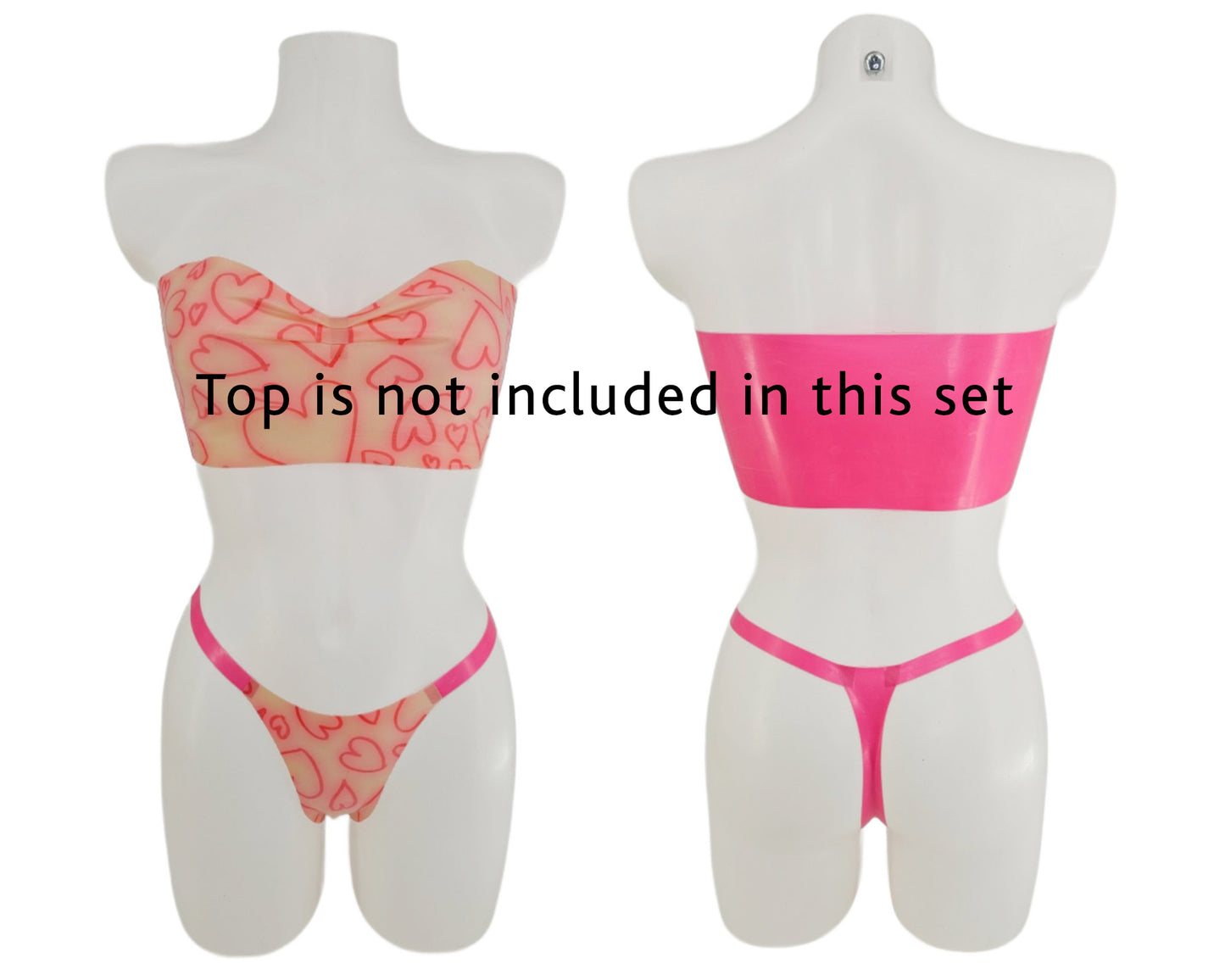 CLEARANCE Sizes XS - XL Heart latex peplum belt and thong set - Lottielatex