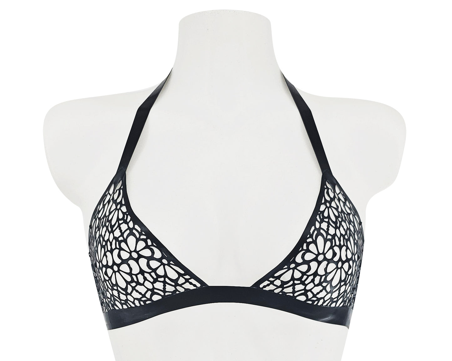 Lasercut latex lace halter bikini top - Lottielatex