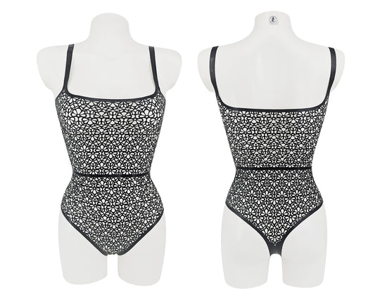 Latex lace thong bodysuit - Lottielatex
