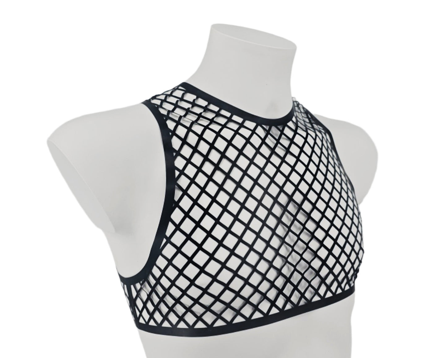 SAMPLE SALE SIZE M Men's lasercut fishnet crop top - Lottielatex