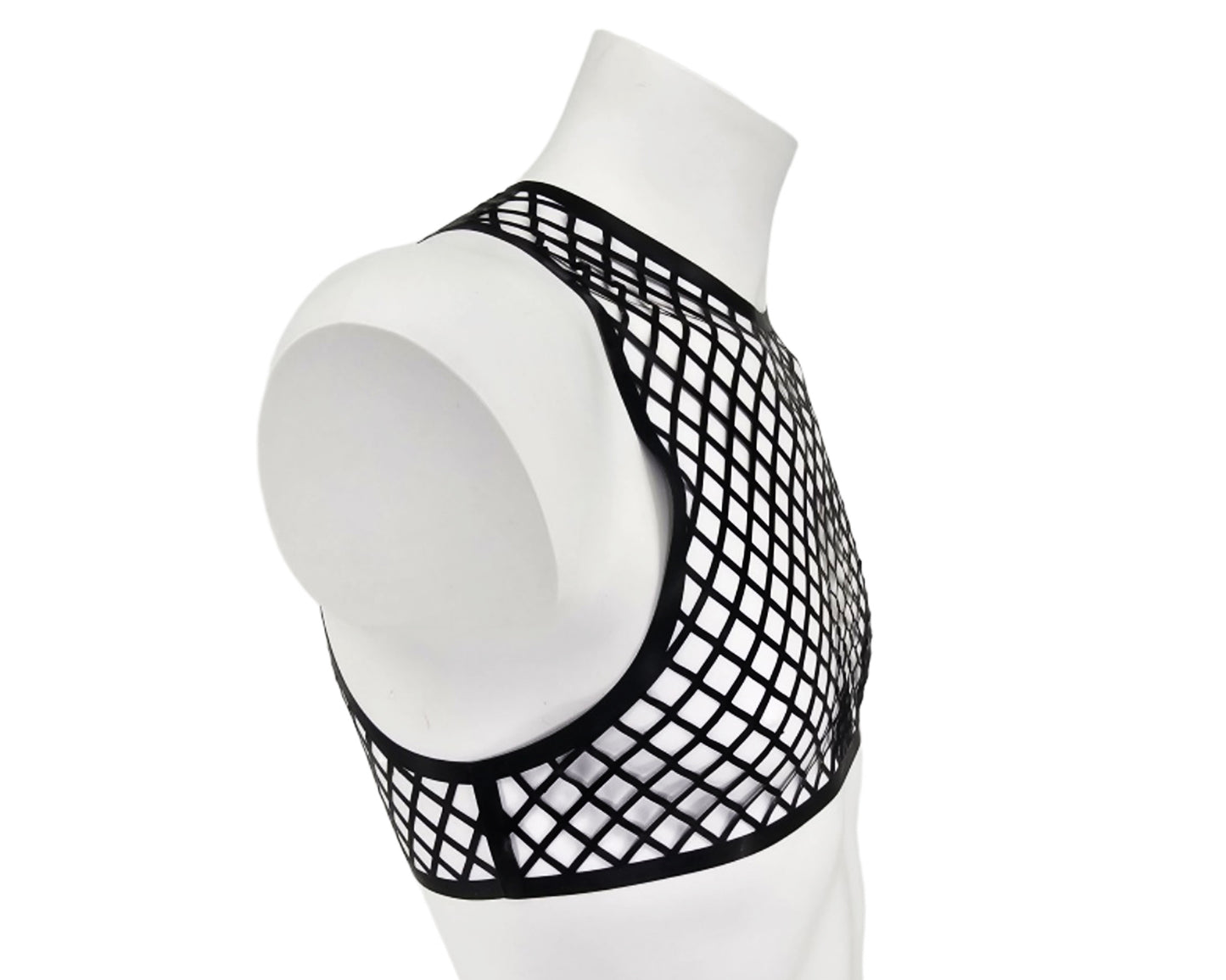 SAMPLE SALE SIZE M Men's lasercut fishnet crop top - Lottielatex