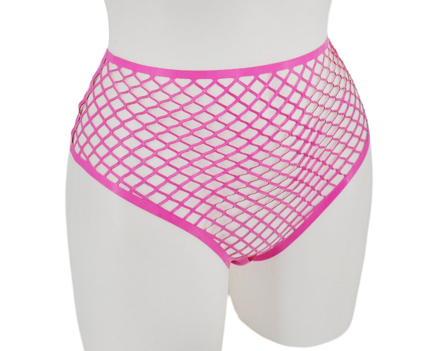 Lasercut latex fishnet highwaist thong - Lottielatex