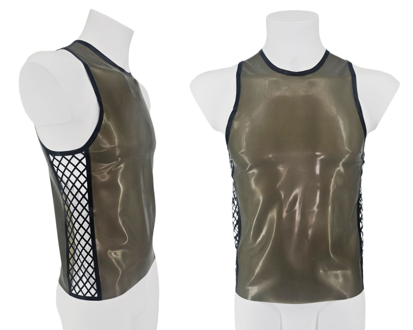 SAMPLE SALE SIZE M Men's top with lasercut fishnet side panels - Lottielatex