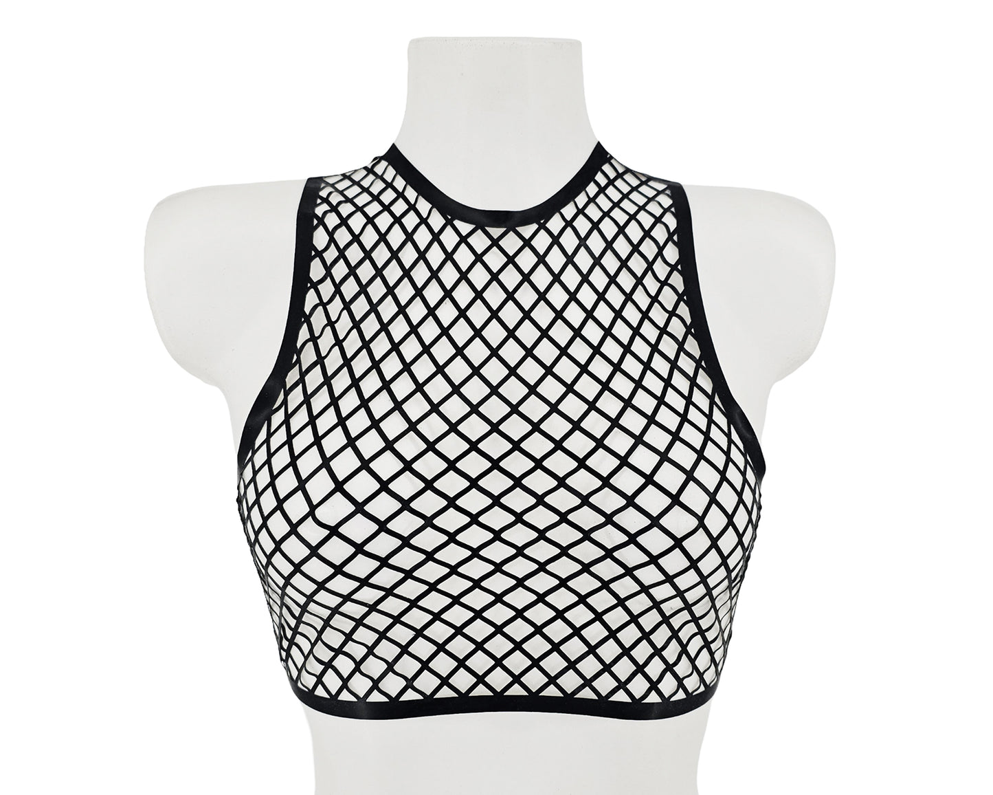 Haut court en fishnet en latex découpé au laser