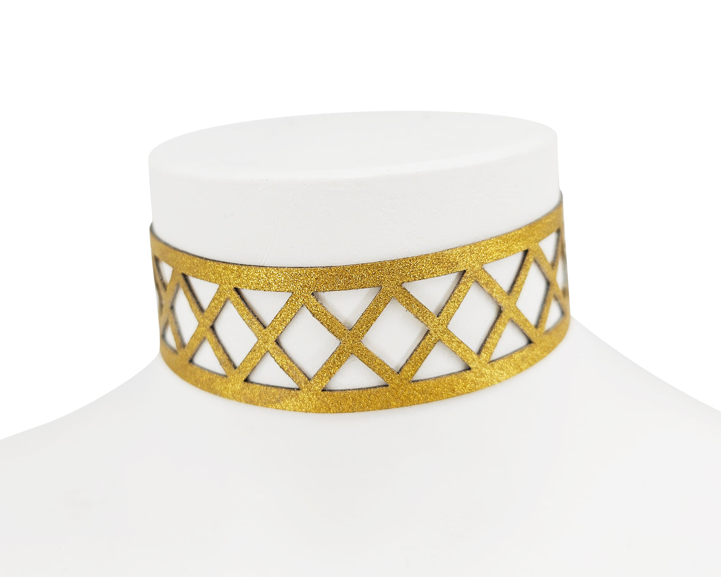 Lasercut latex fishnet glitter choker - Lottielatex