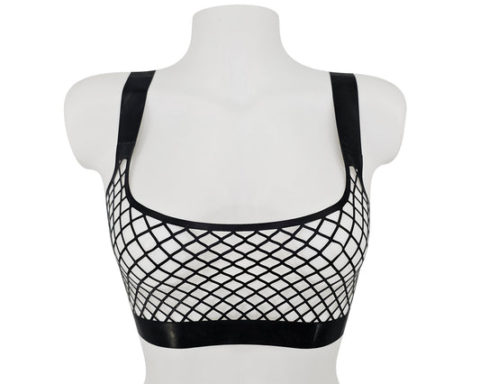 Lasercut latex fishnet crop top - Lottielatex
