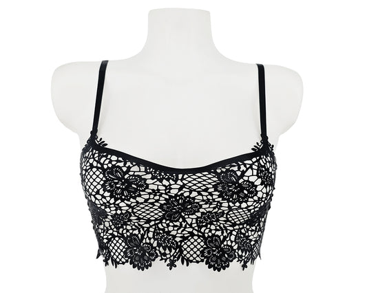 lasercut latex flower lace top