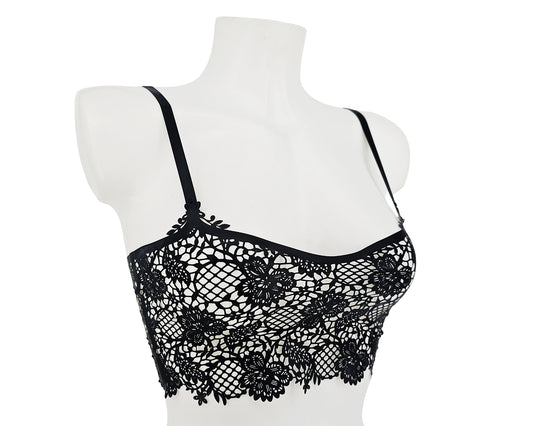 lasercut latex flower lace top