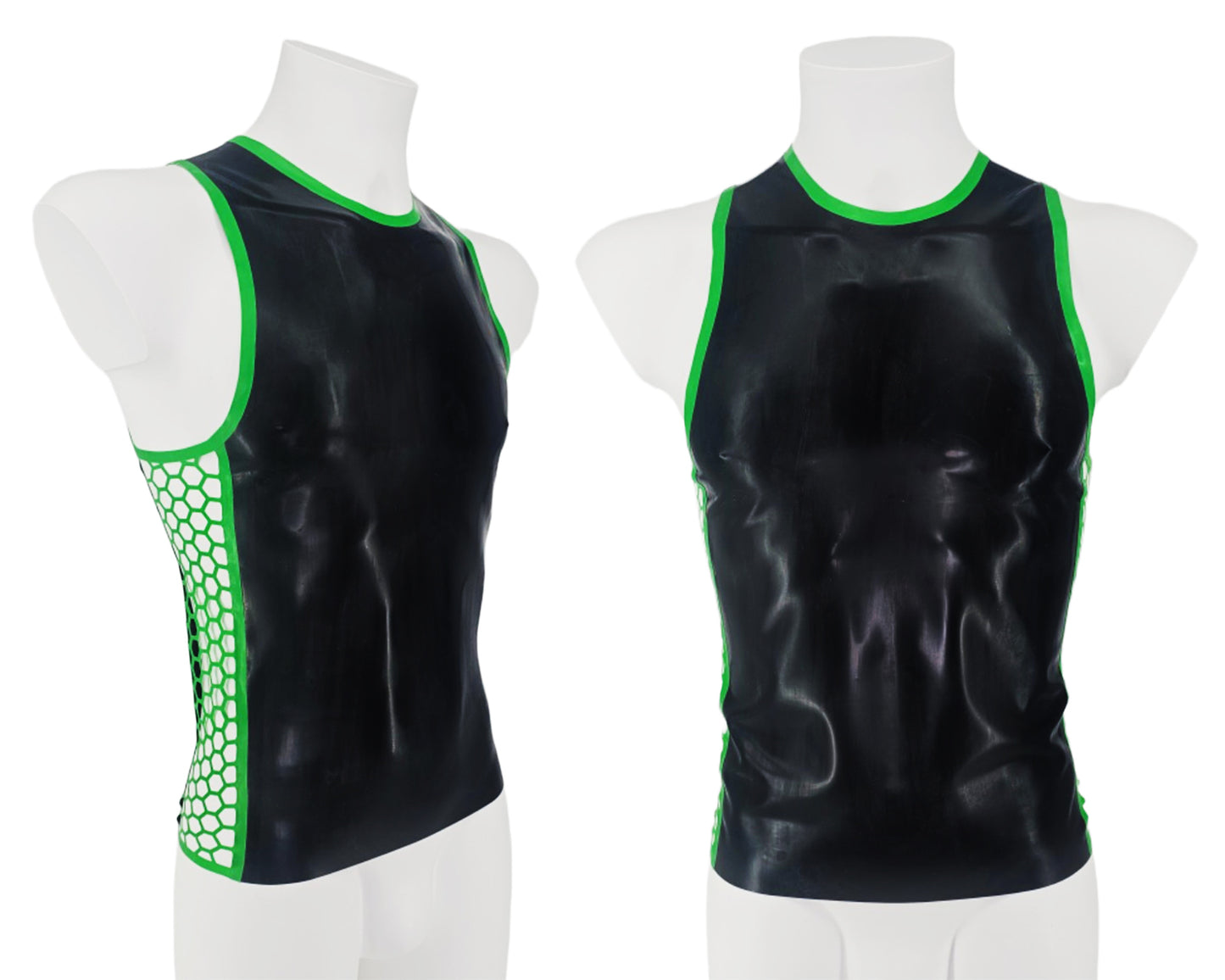 SAMPLE SALE SIZE M Men's top with lasercut hexagon side panels - Lottielatex