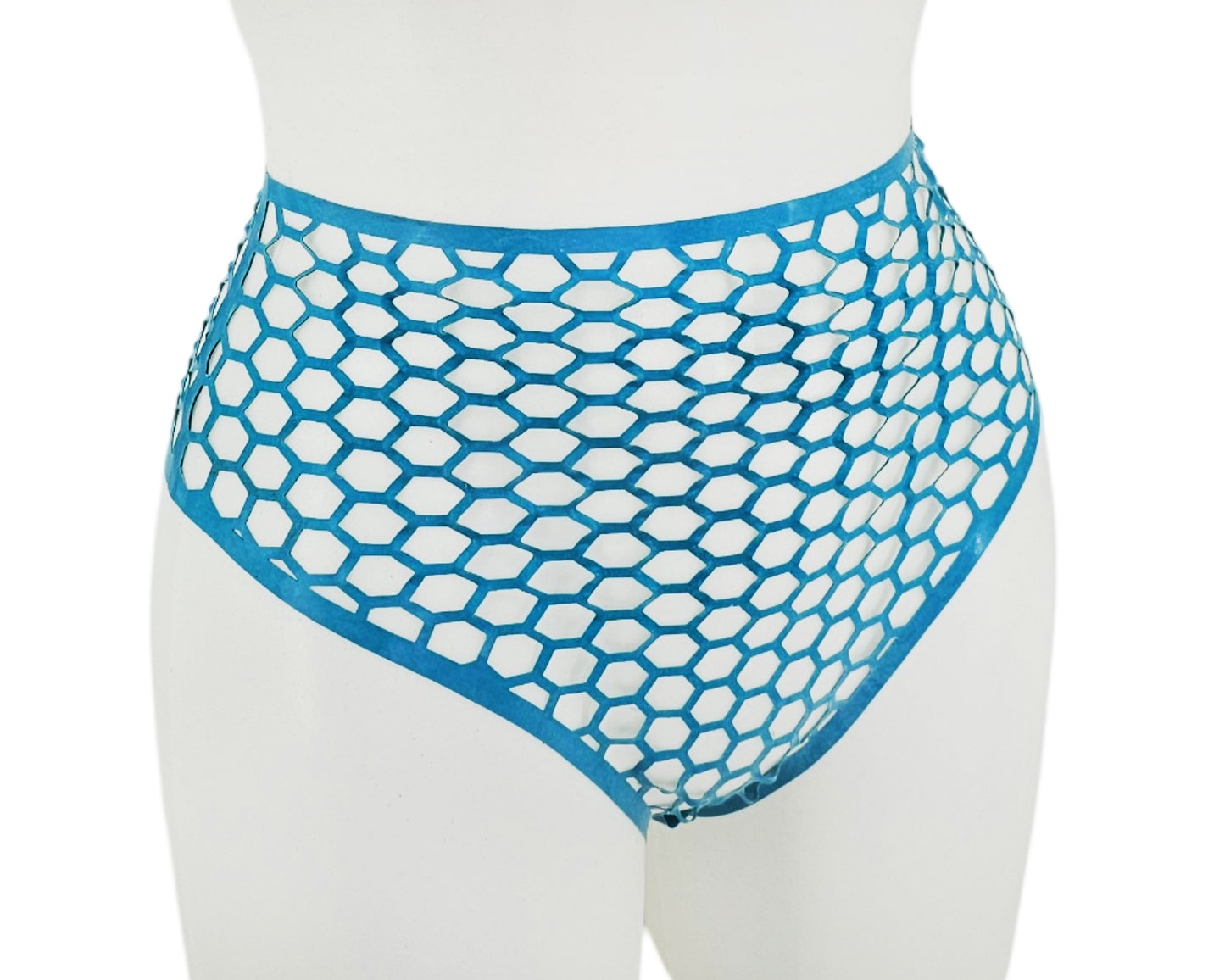 Lasercut latex honeycomb highwaist thong - Lottielatex