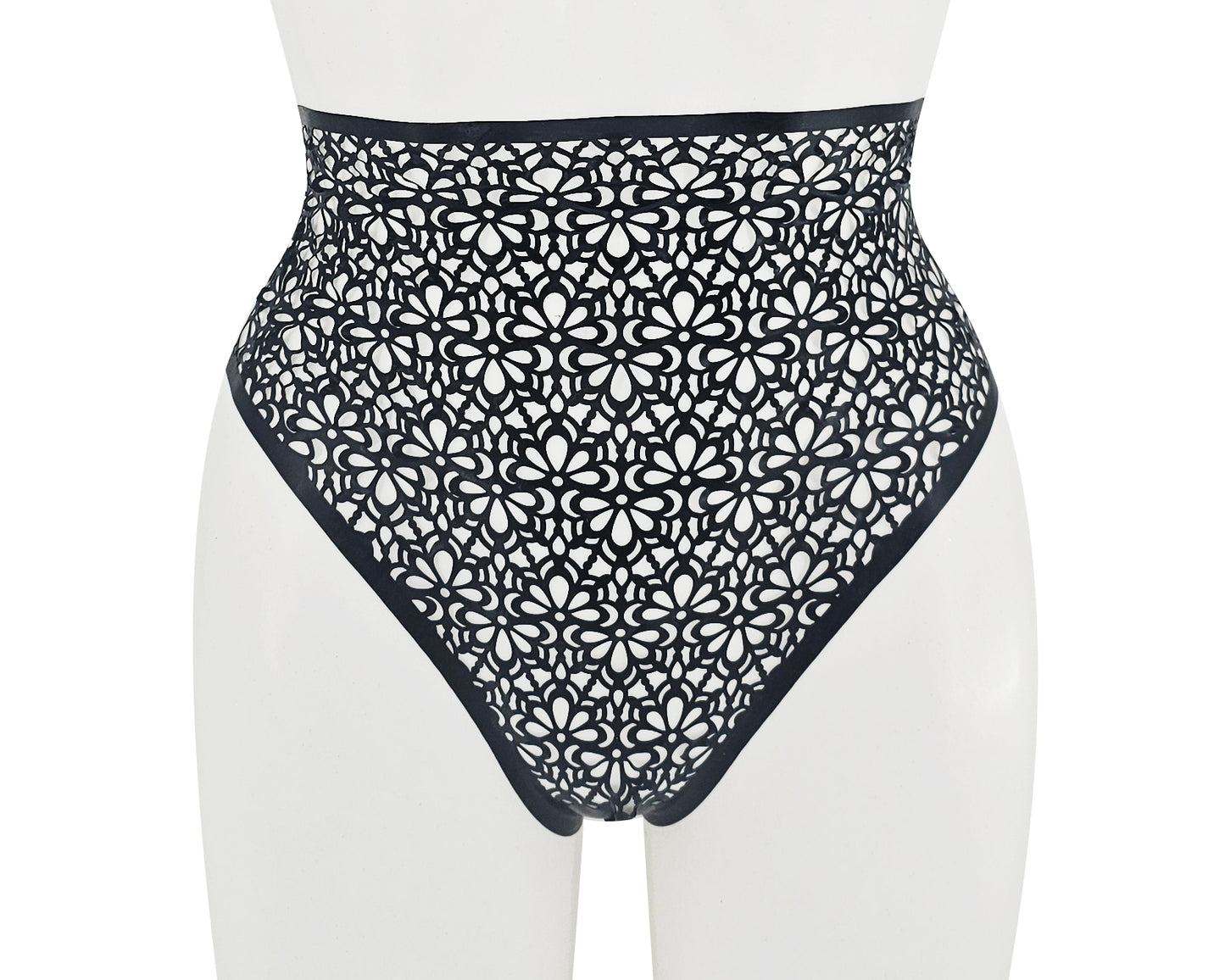 SIZE S Latex lace bikini top and (highwaist) thong set - Lottielatex