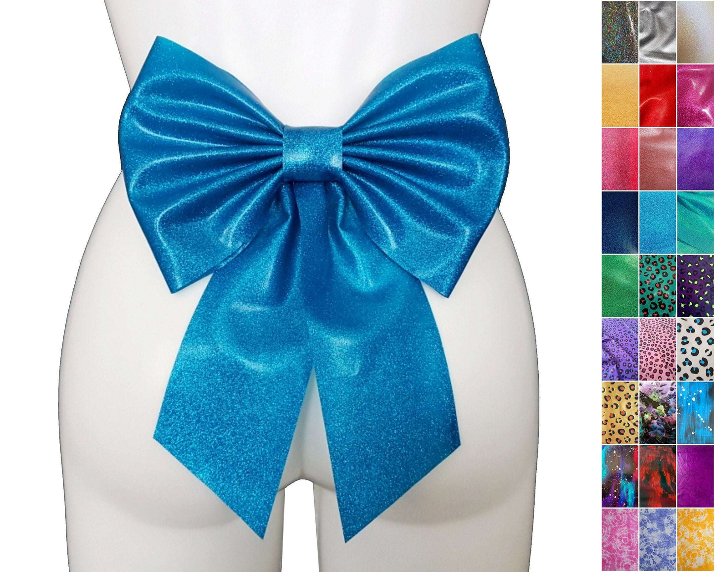 Glitter/pattern latex big bow belt
