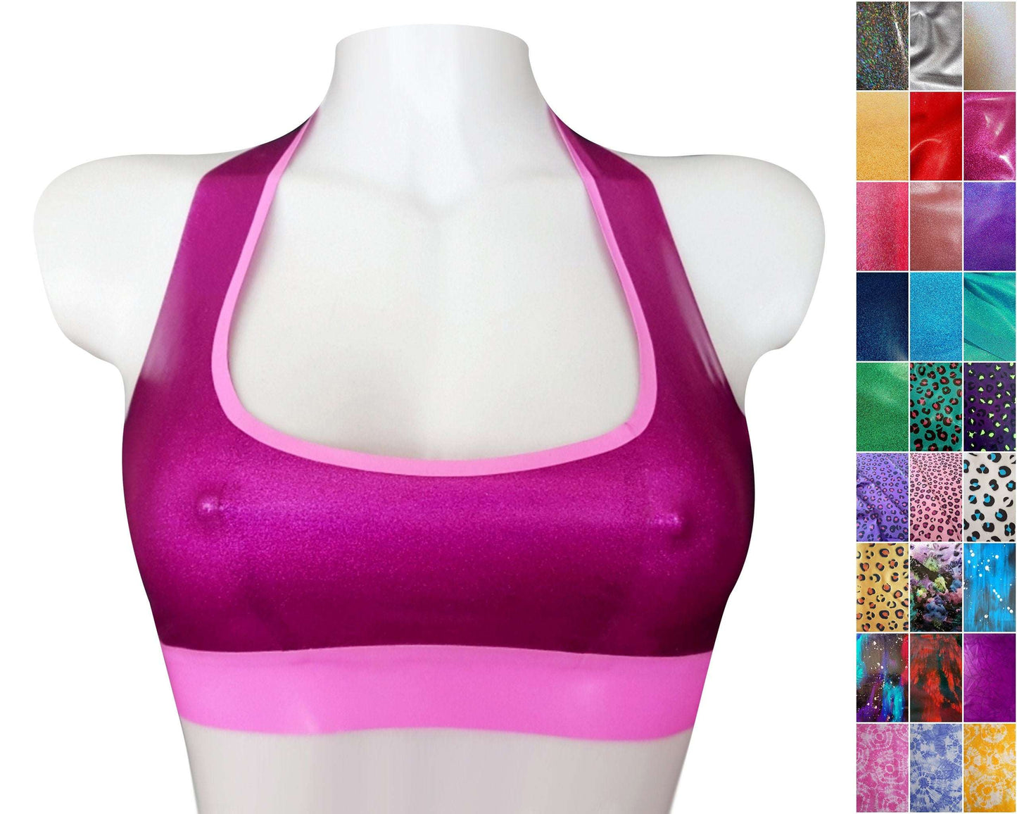 Glitter/pattern latex halter top