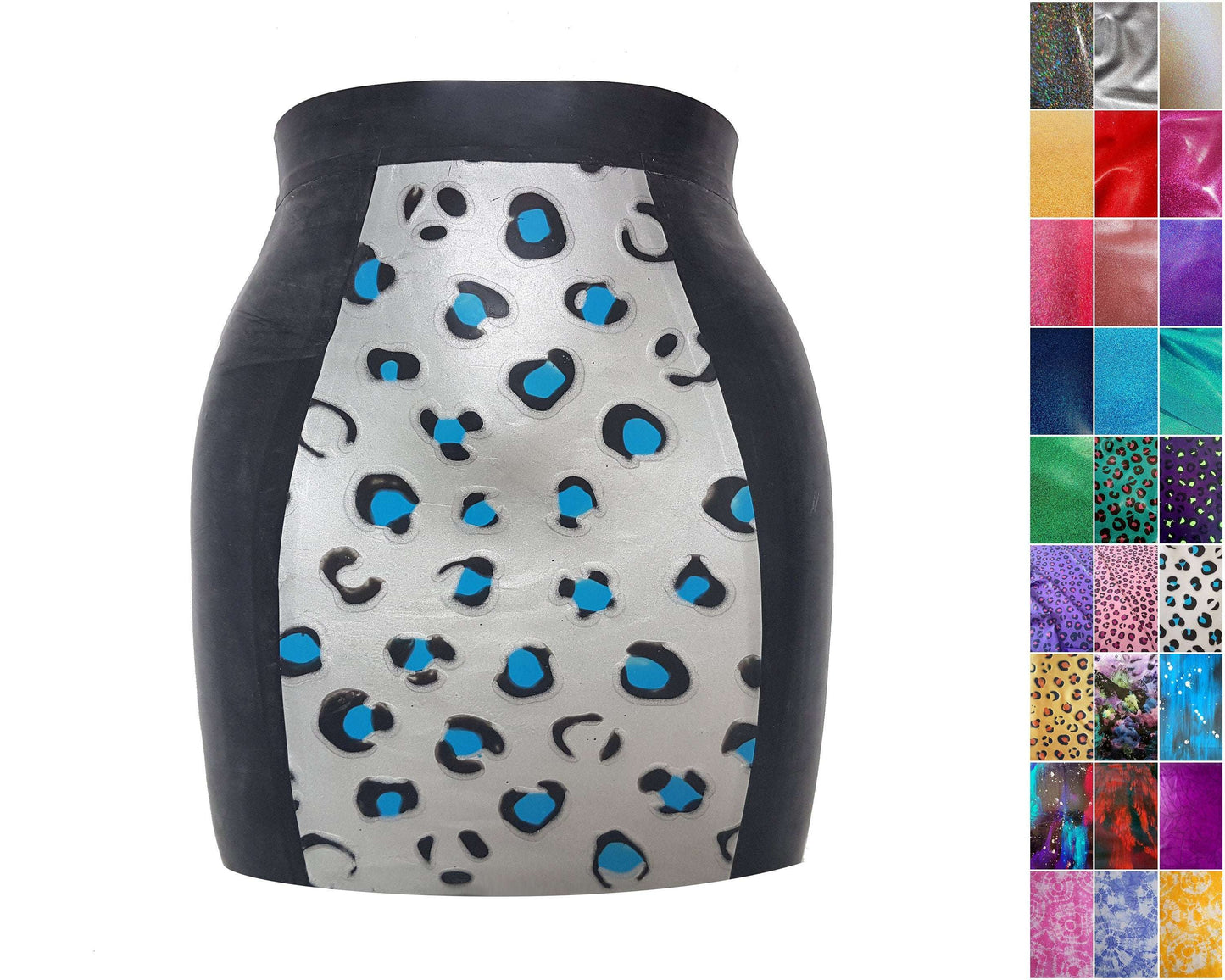Glitter/pattern latex mini skirt