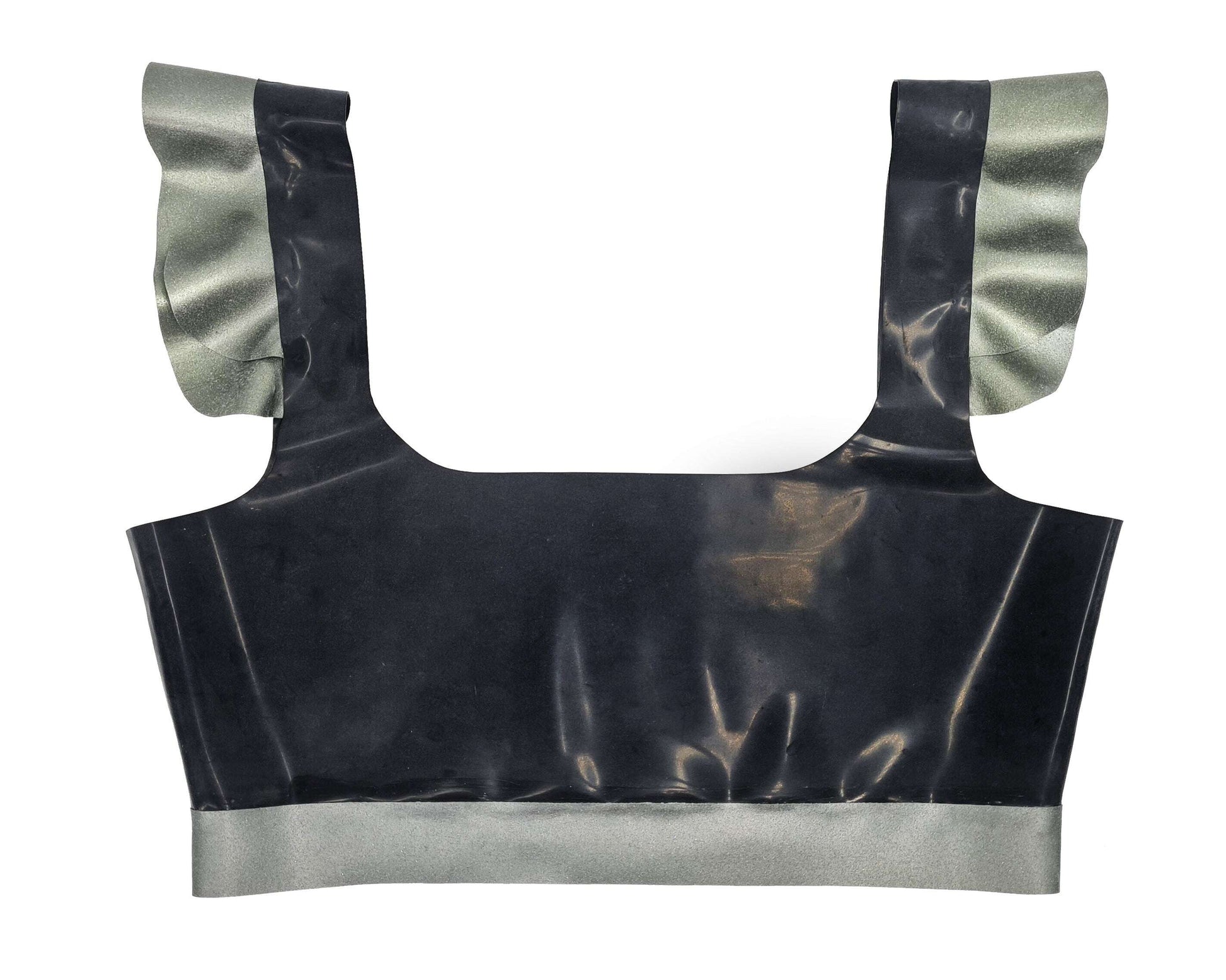Latex crop top with glitter/pattern latex ruffles