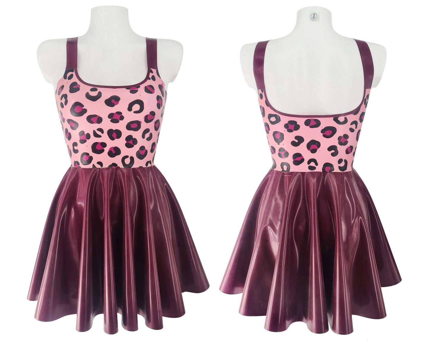 Glitter/pattern latex vest mini skater dress