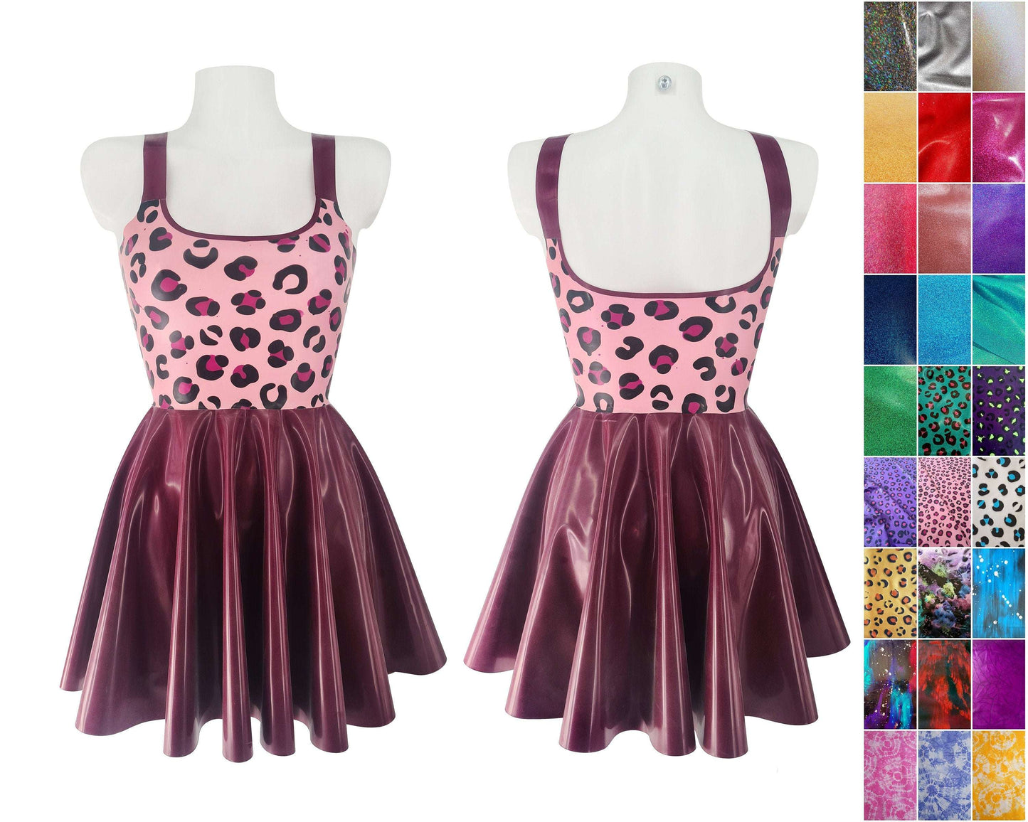 Glitter/pattern latex vest mini skater dress