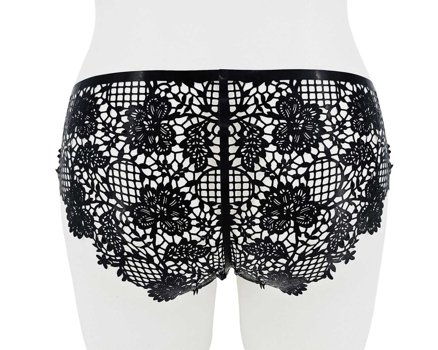 lasercut latex flower lace panties