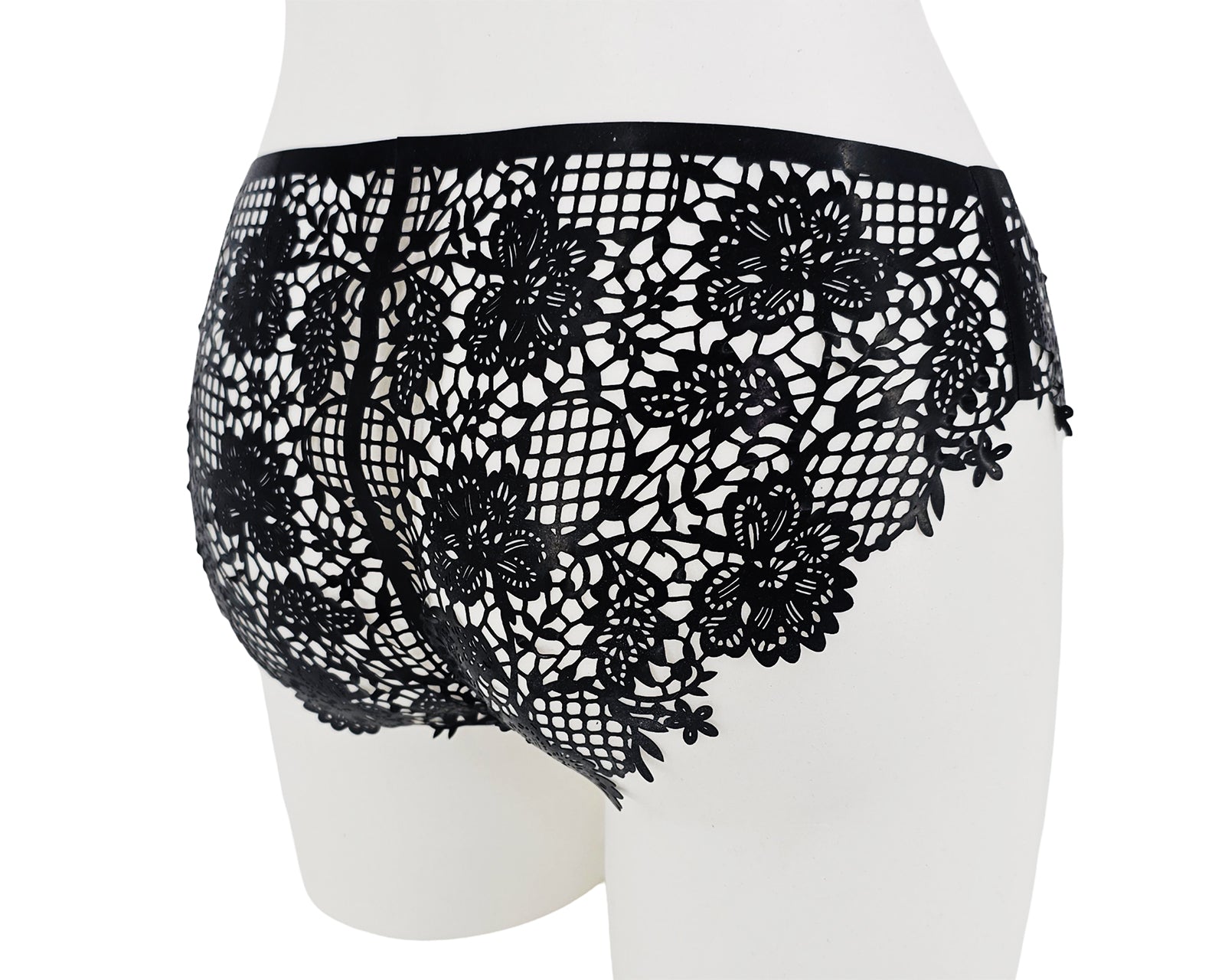 lasercut latex flower lace panties