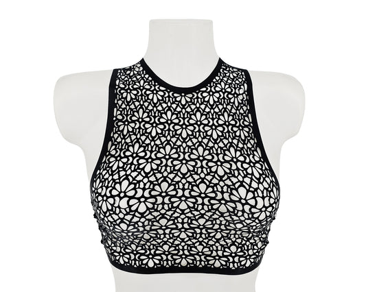 lasercut lace latex top