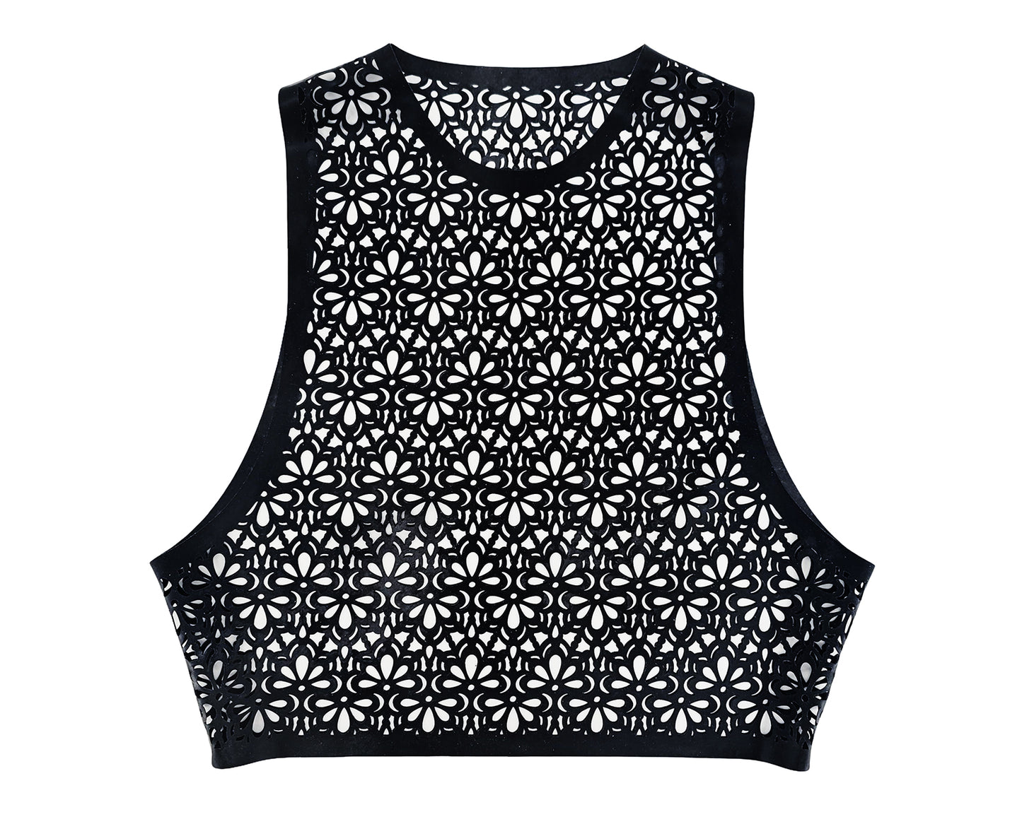 lasercut lace latex top