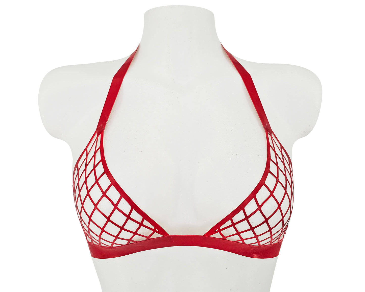Lasercut latex fishnet halter bikini top - Lottielatex