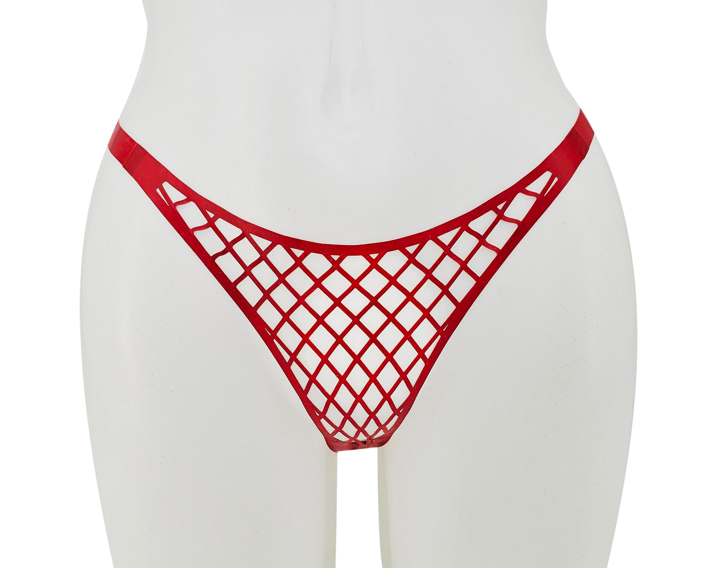 Lasercut latex fishnet thong - Lottielatex