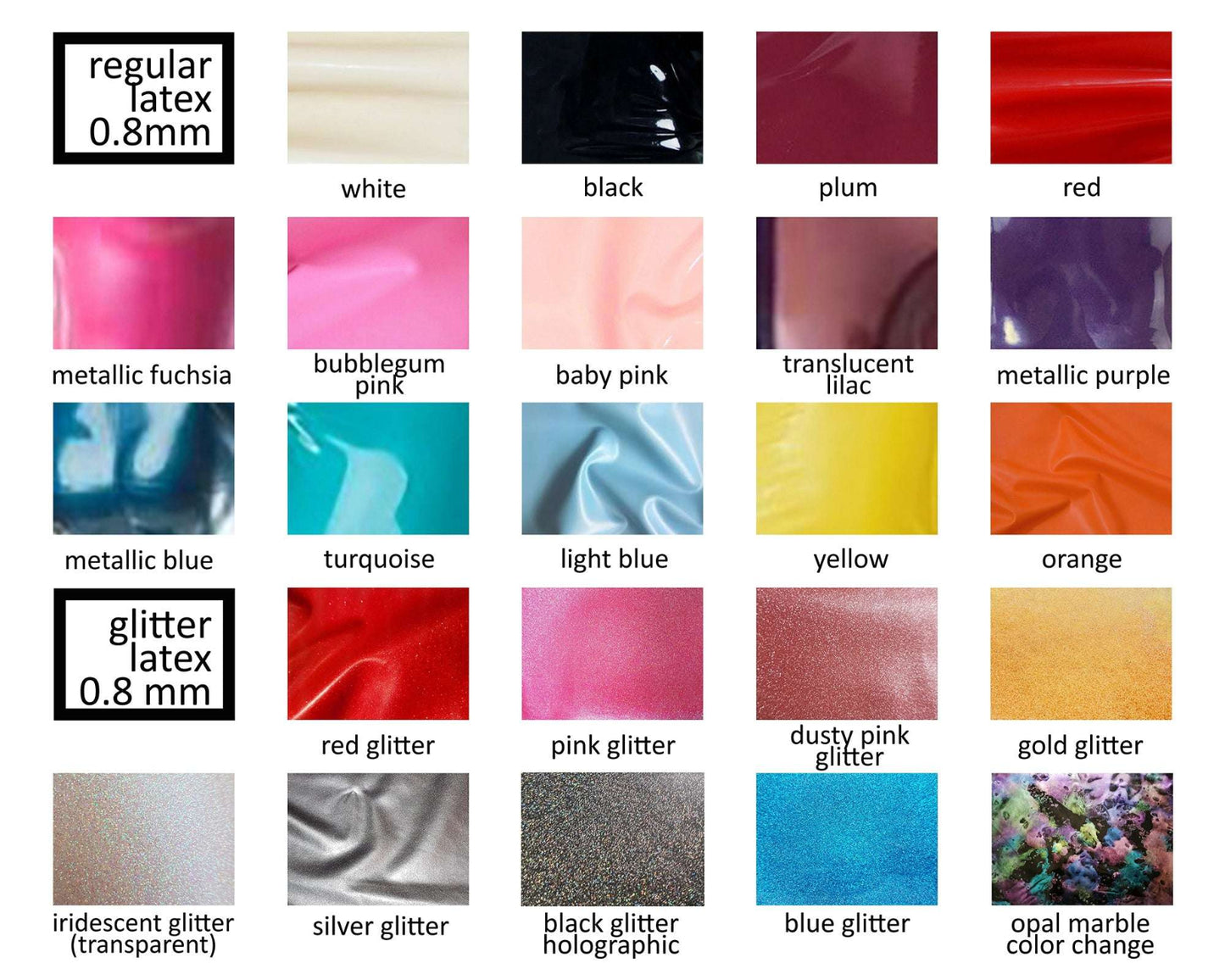 latex thick latex color chart - lottie laetx