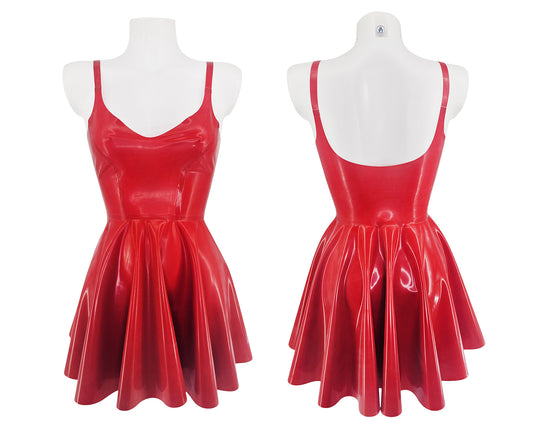 Latex panelled sweethart skater dress - Lottielatex