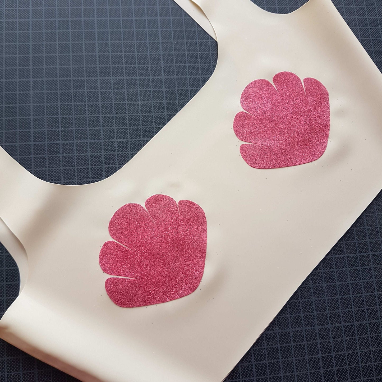 Latex crop top with hearts/dinos/shells