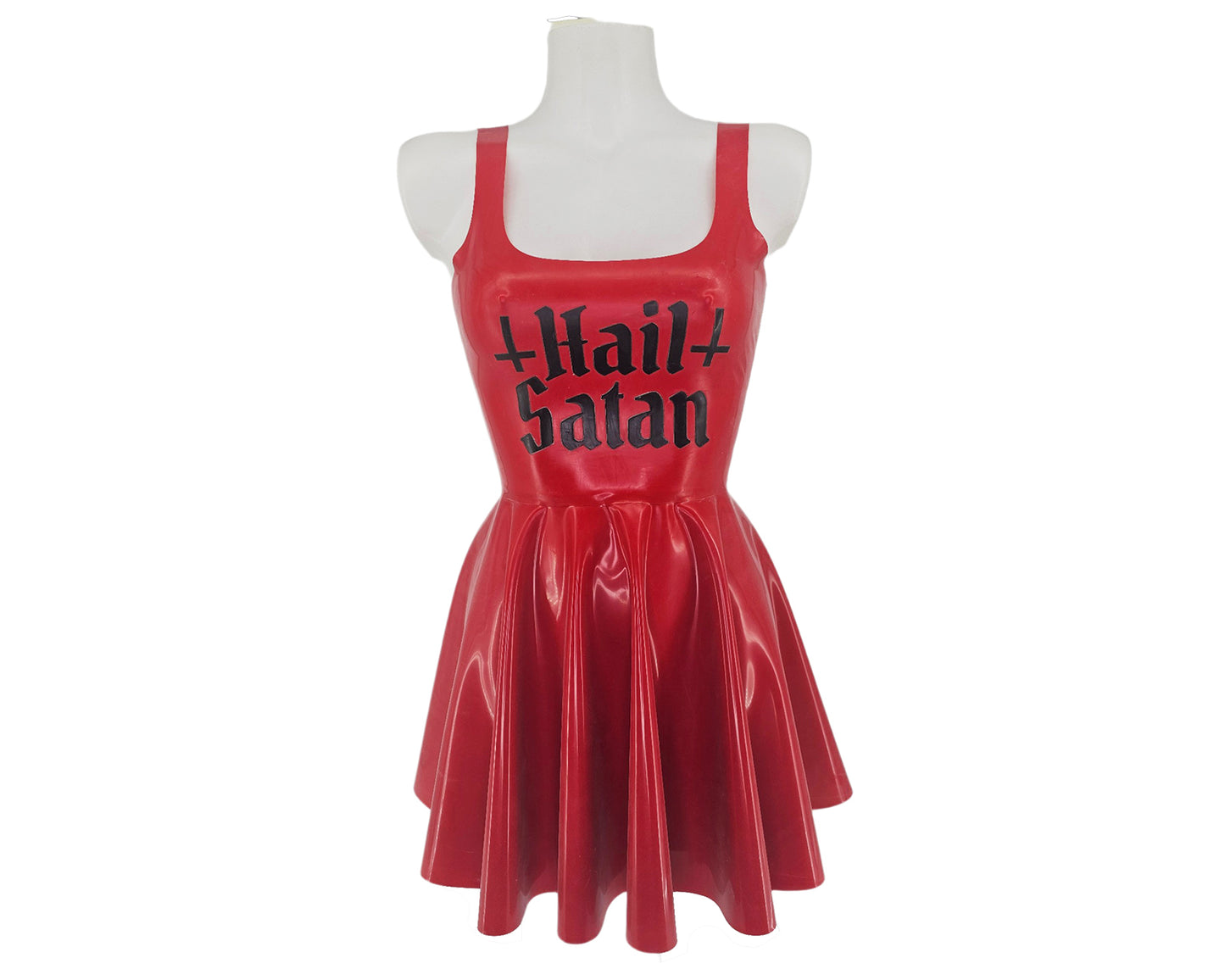 READY TO SHIP Size M Latex Hail Satan skater dress - Lottielatex