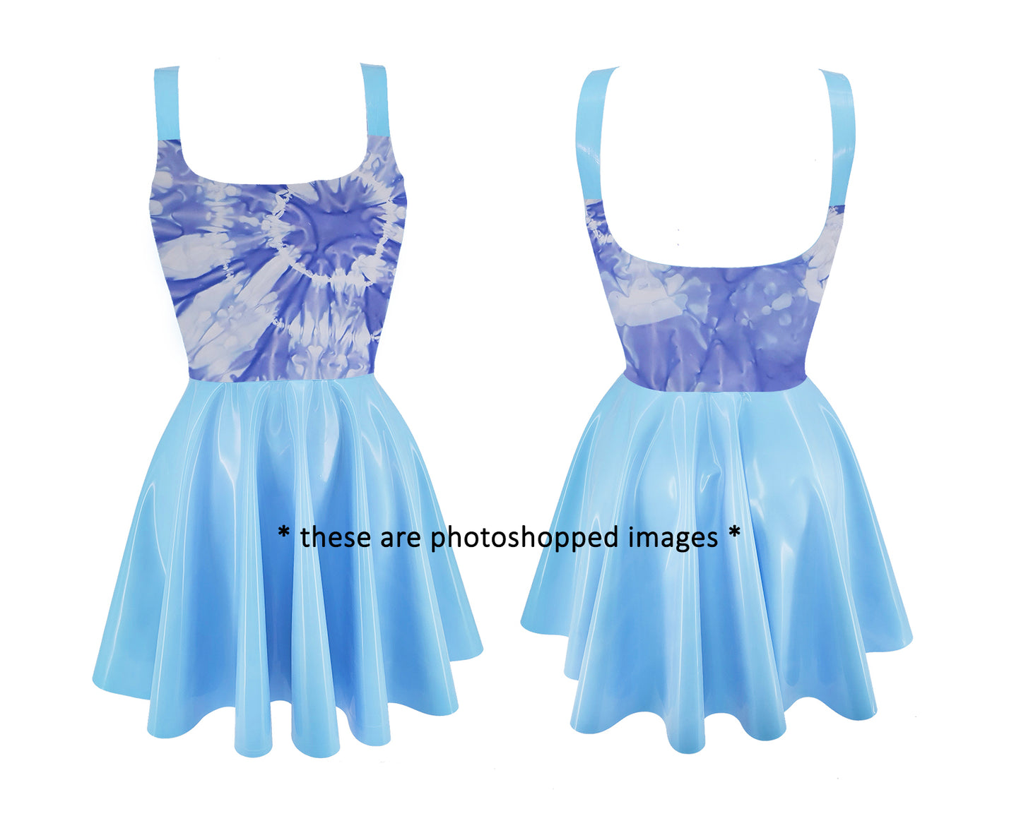 CLEARANCE Sizes XS-3XL Tie dye latex vest mini skater dress - Lottielatex