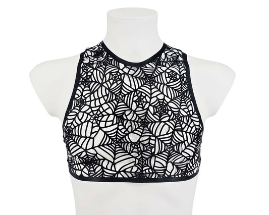Men's lasercut spiderweb crop top