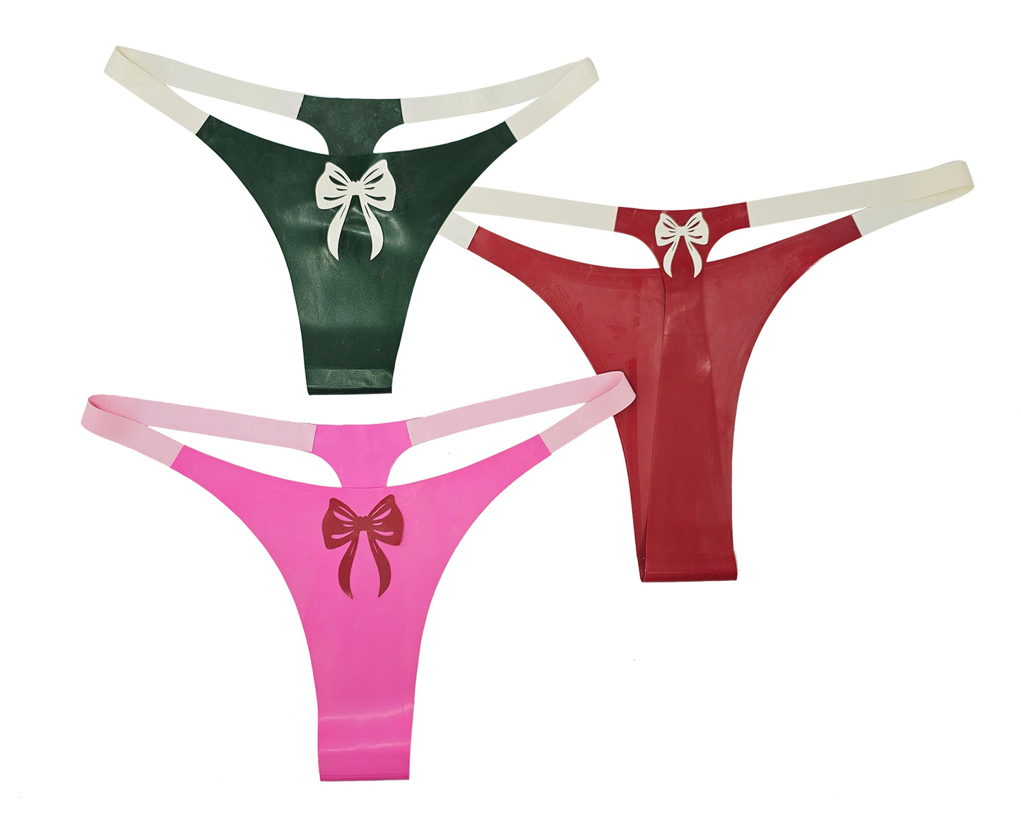 READY TO SHIP Sizes XS - M Latex thong with lasercut bows - Lottielatex