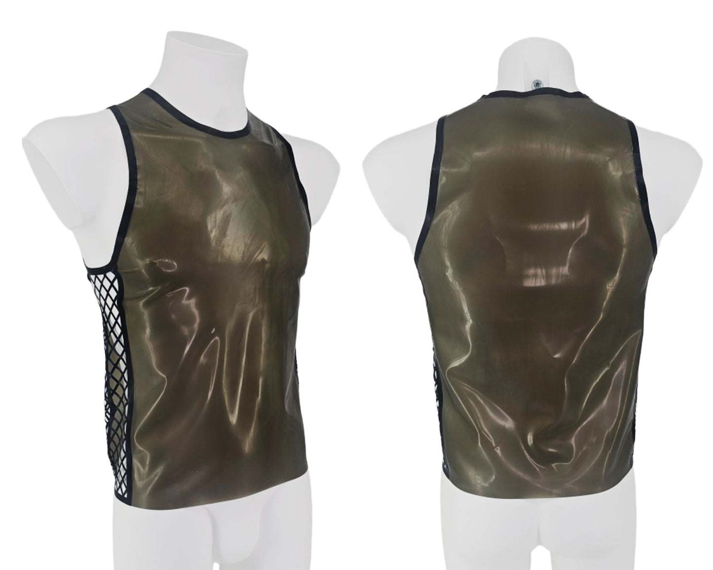 SAMPLE SALE SIZE M Men's top with lasercut fishnet side panels - Lottielatex
