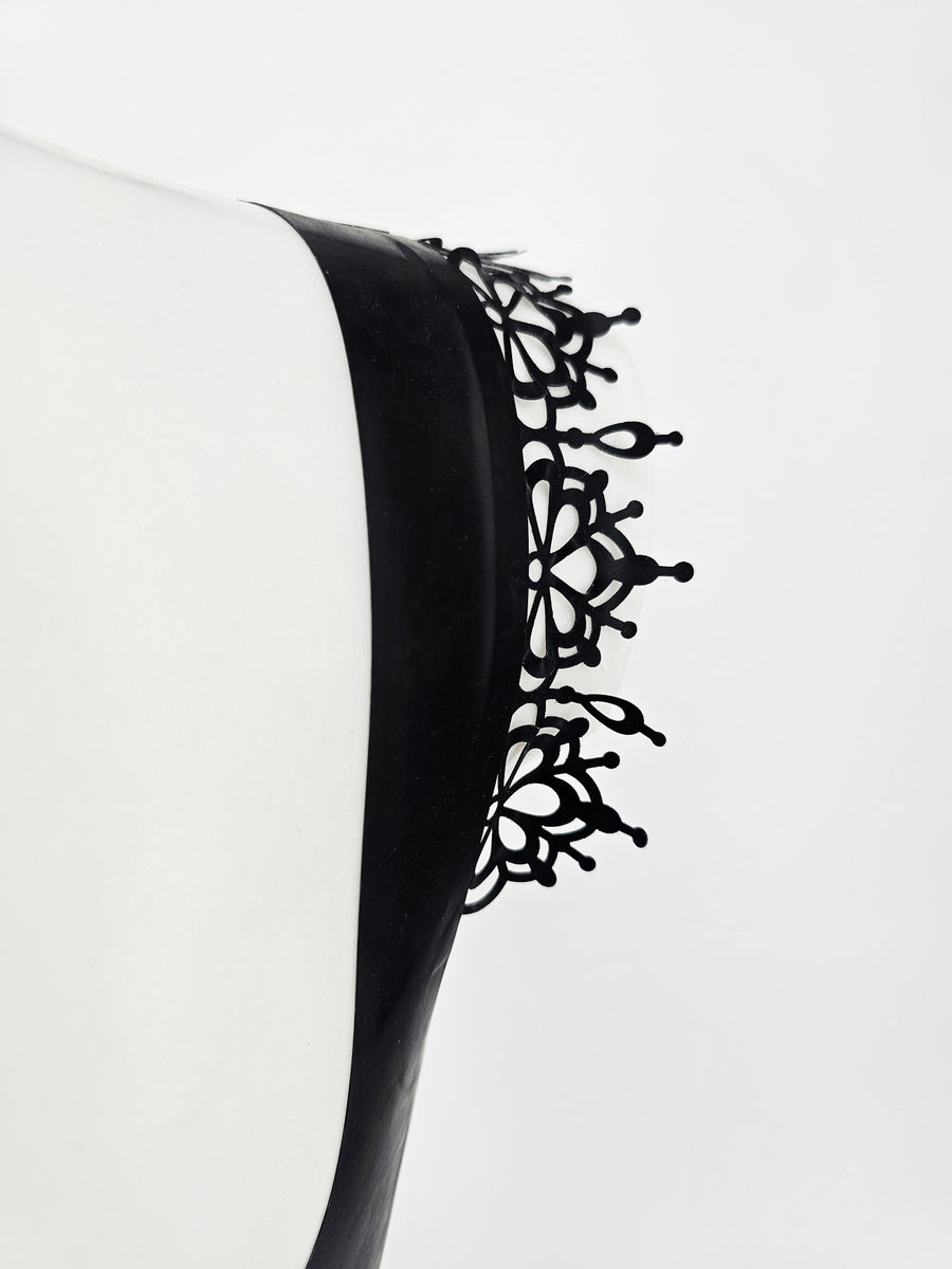 Latex crop top with lace ruffles - Lottielatex
