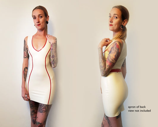 Latex panelled trimmed v-neck mini dress