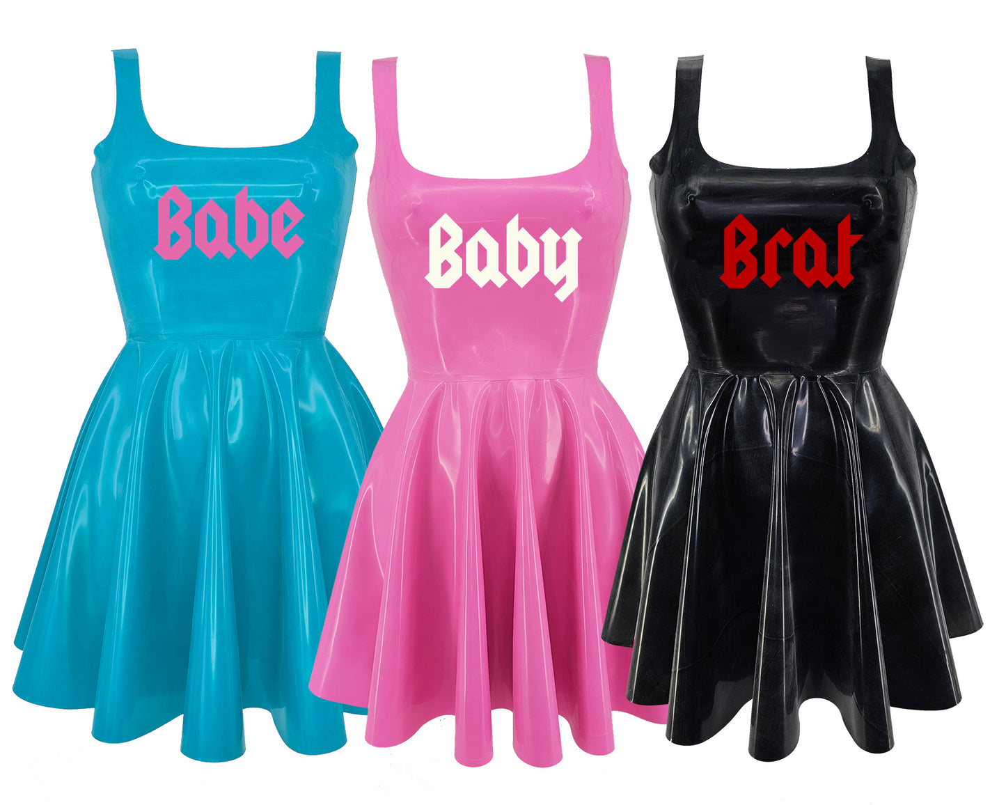 Latex Babe / Baby / Brat skater dress (custom text possible) - Lottielatex