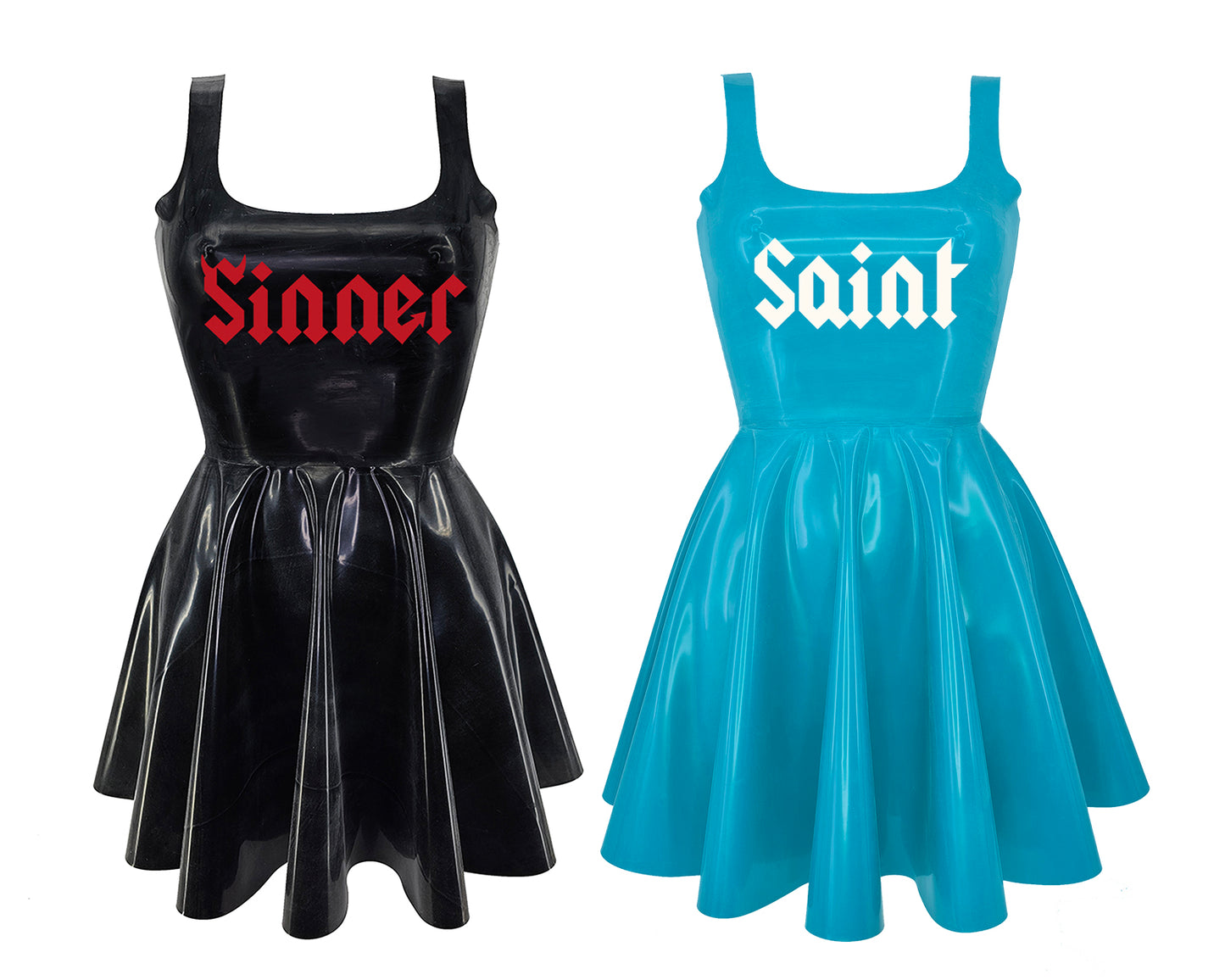 Latex Sinner / Saint skater dress (custom text possible) - Lottielatex