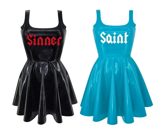 Latex Sinner / Saint skater dress (custom text possible) - Lottielatex