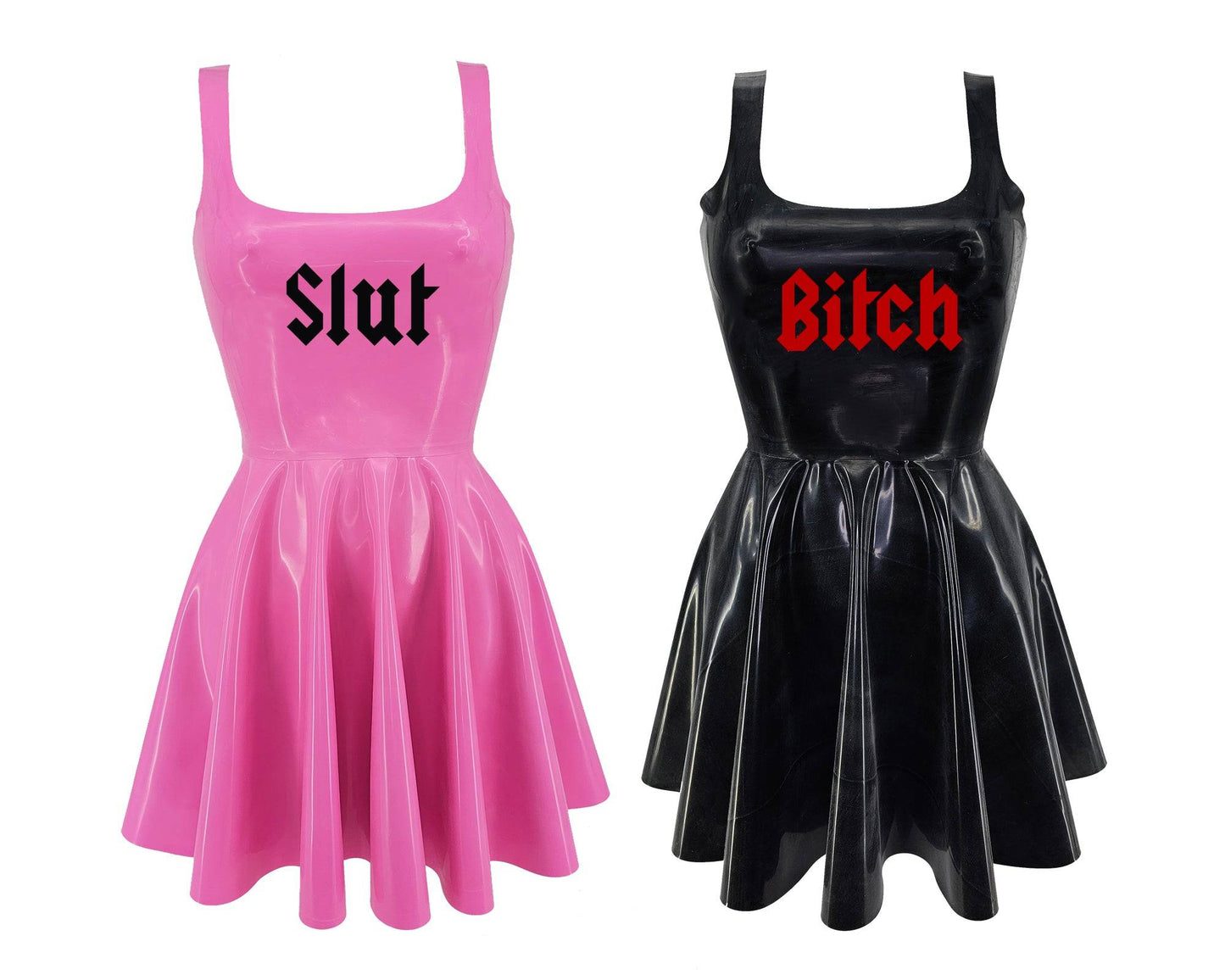 Latex Slut / Bitch skater dress (custom text possible)