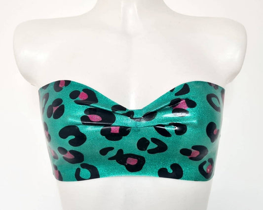 glitter leopard latex bandeau top - Lottielatex